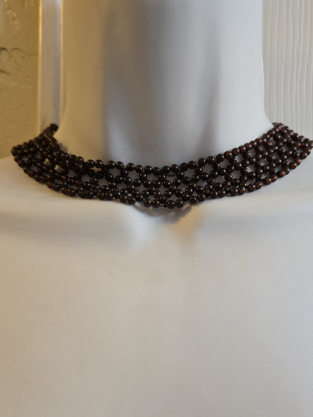 Layered Brown Beaded Choker Necklace